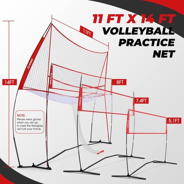 dimension image slide 1 of 2, Professional Volleyball Training Equipment Net for Indoor and Outdoor - 14x11ft
