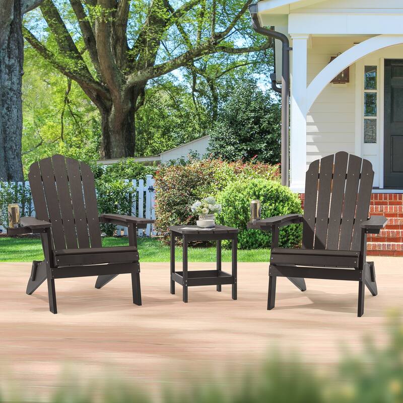 Bonosuki Set of 2 Folding Adirondack Chair Patio Fire Pit Chair - Brown