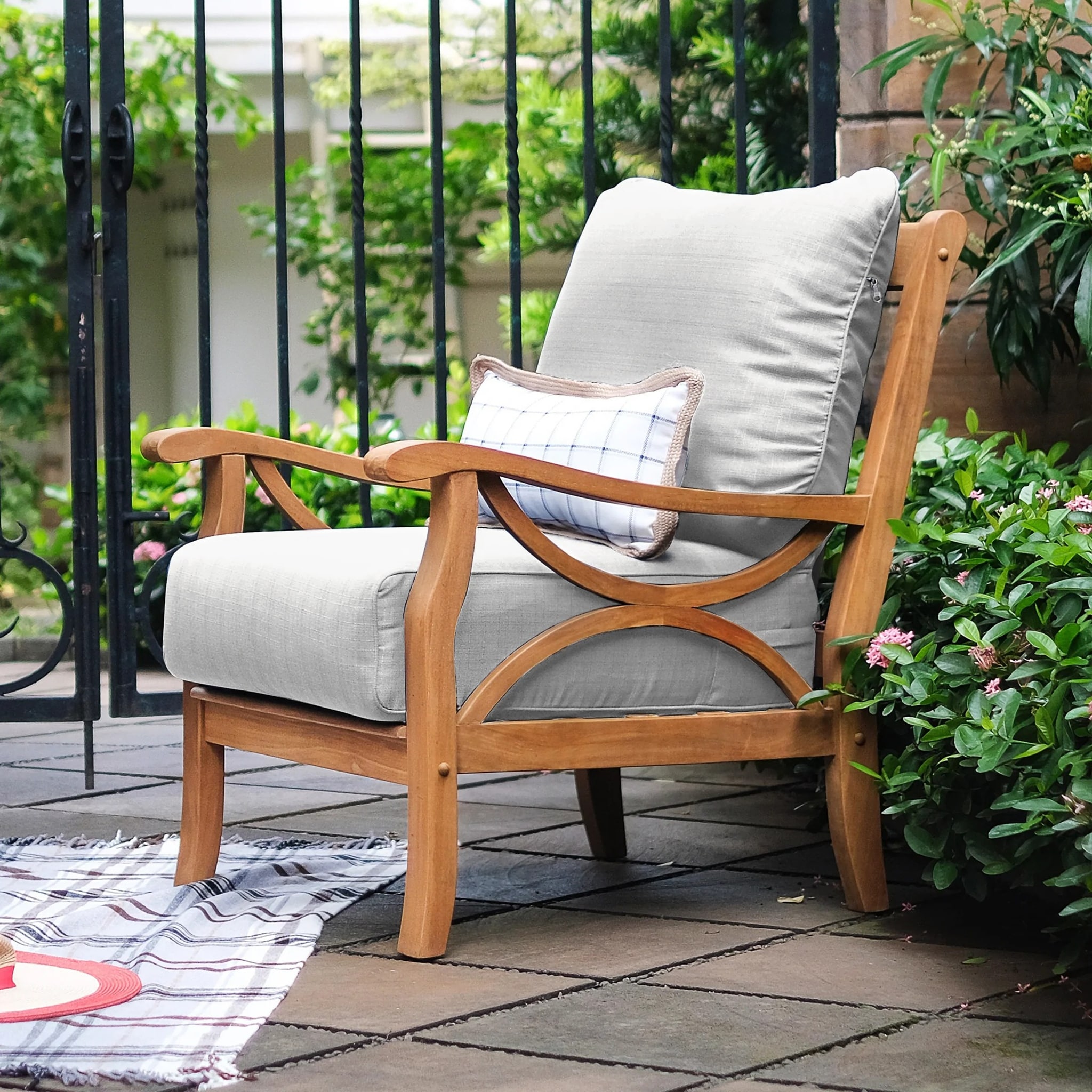 Cambridge Casual Lowell Teak Patio Club Chair with Cushion On Sale Bed Bath Beyond 28080447