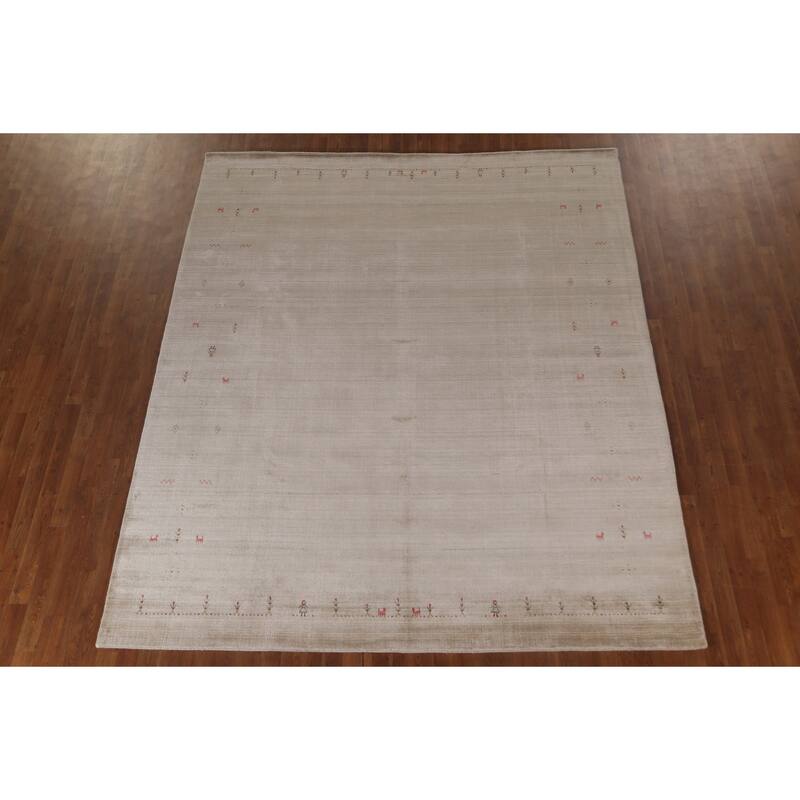 Tribal Gabbeh Oriental Area Rug Hand-Knotted Wool Carpet - 8'1" x 9'9"