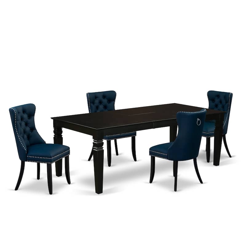 East West Furniture Dinette Set- a Dining Table with Butterfly Leaf and Upholstered Chairs, Black (Pieces Options)
