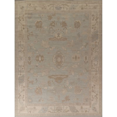 Grey Vegetable Dye Oushak Turkish Area Rug Hand-Knotted Wool Carpet - 8'10"x 11'8"