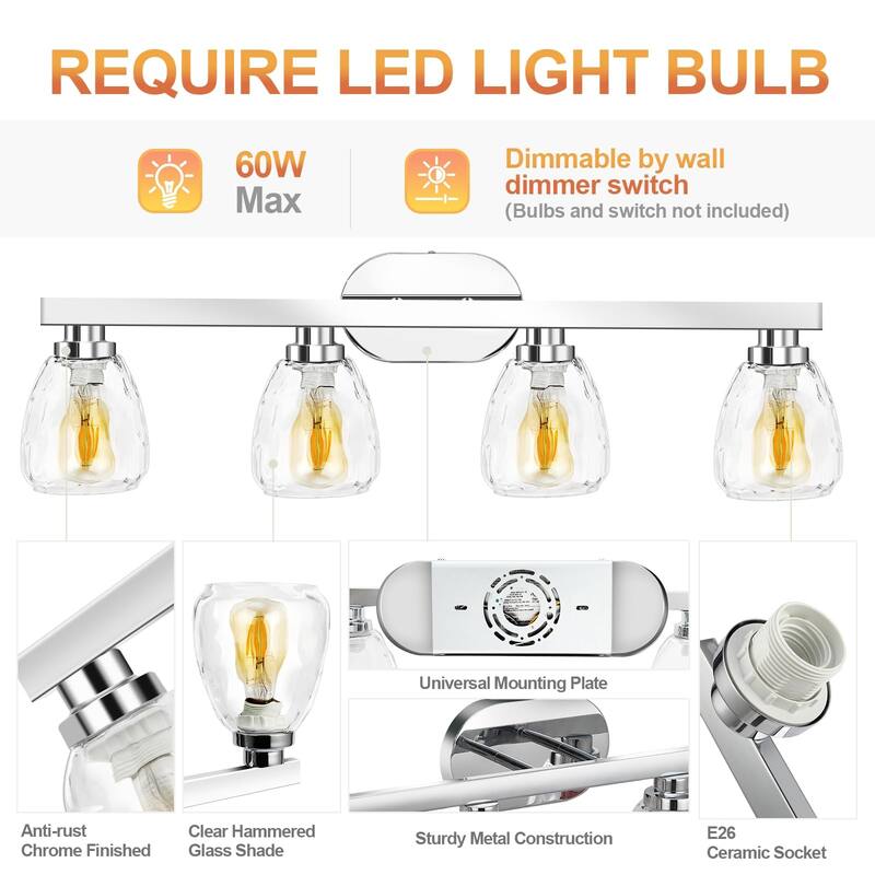 3/4/5 Light Bathroom Vanity Light Wall Sconce with Glass Shade