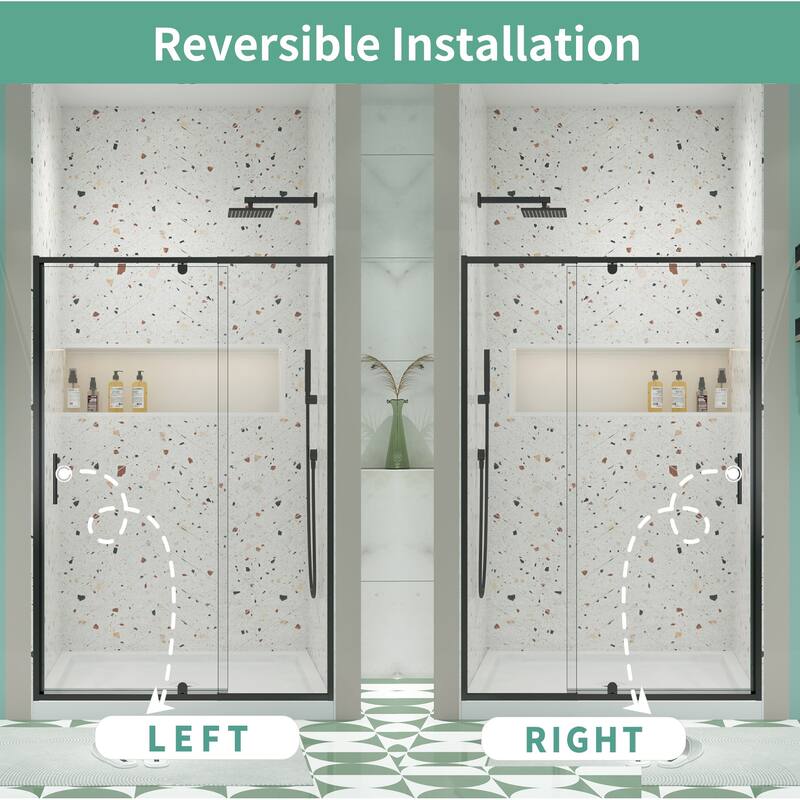 Framed Piovt Swing Glass Sliding Shower Door with 1/4"(6mm) Clear SGCC Tempered Glass