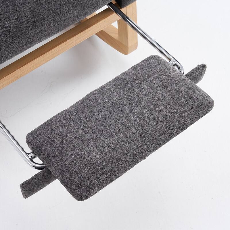 Modern Accent Rocking Chair with Footrest High Back Rubber Wood Rocking Legs Bedroom Living Space 26.77D X 38.36W X 39.76H Inch