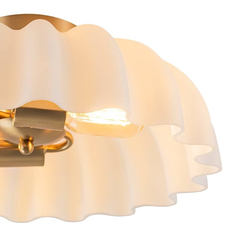 Creative 2-Light Shell Scalloped Glass Semi-Flush Mount - N/A