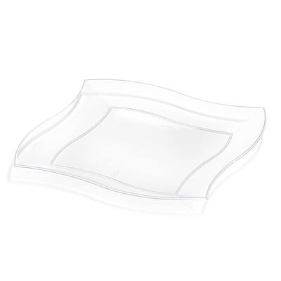 Solid Square Wave Disposable Plastic Plate Packs - Party Supplies