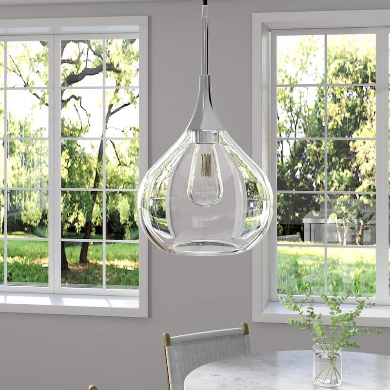 Ida Pendant - Polished Nickel and Clear Glass