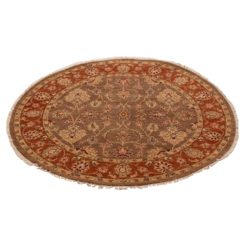 ECARPETGALLERY Hand-knotted Jamshidpour Brown Wool Rug - 5' x 5'