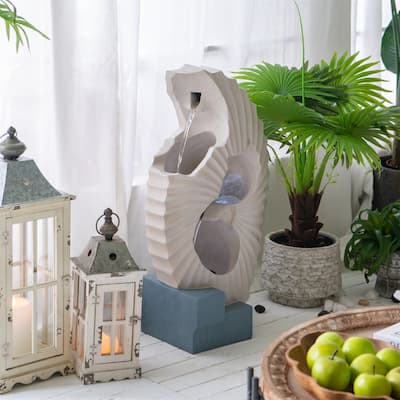16.9x10.2x31.9" White Abstract Water Fountain