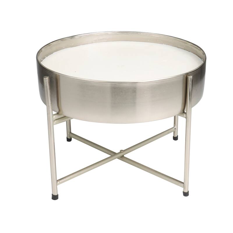 Silver Metal Sweet Bamboo Scented Wide Wick Candle with White Wax