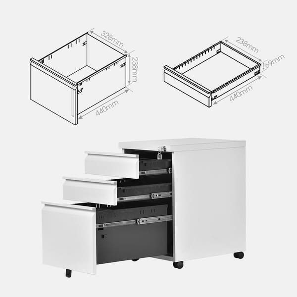 3 Drawer Mobile File Cabinet With Lock Metal Filing Cabinet Legal Letter Size Overstock 31796205