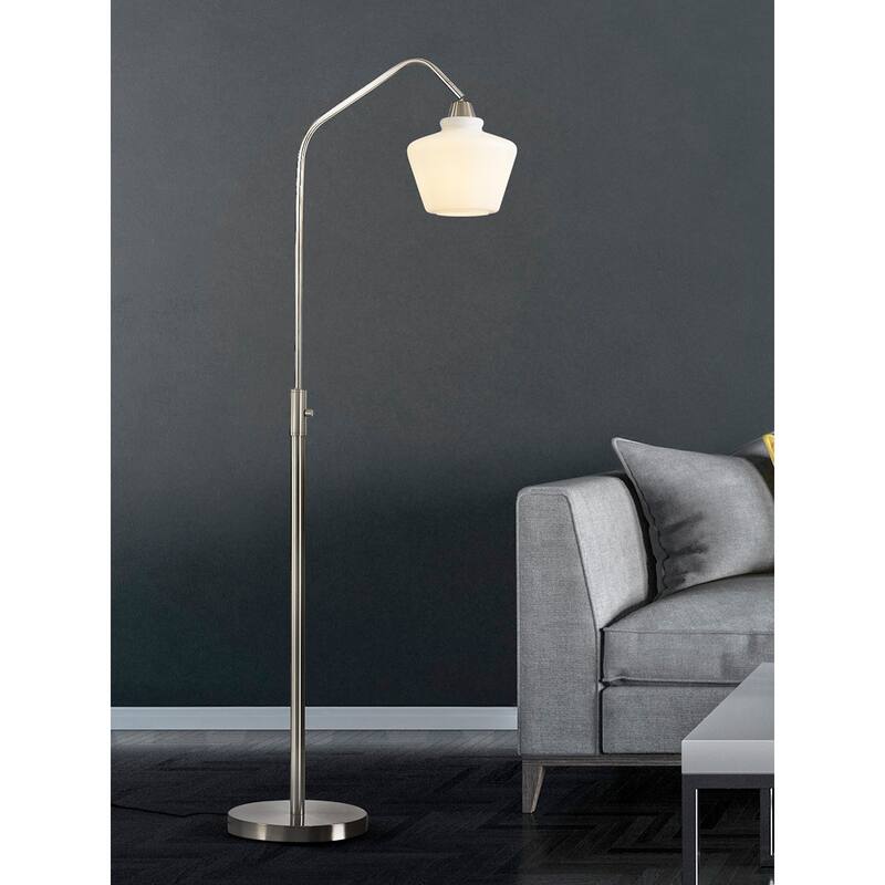 Midtown One Light Glass Shade 66"H Dimmable LED Floor Lamp with Vintage LED Bulb - Brushed Nickel/White Glass