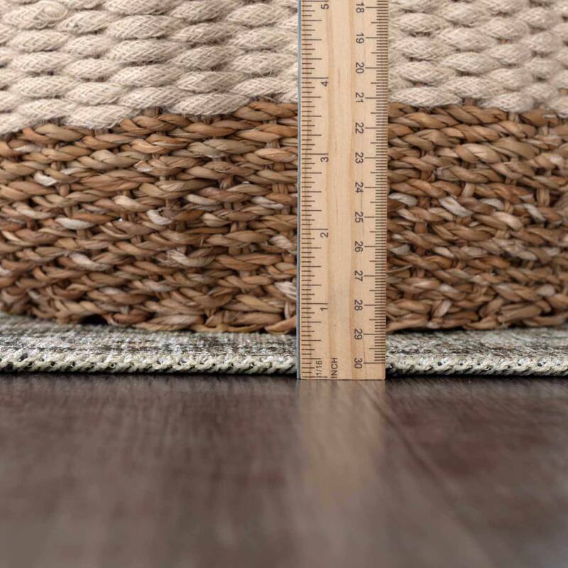 Hauteloom Fatih Living Room, Bedroom Machine Washable Area Rug - Beige, Charcoal, Gray - 2' x 2'11"