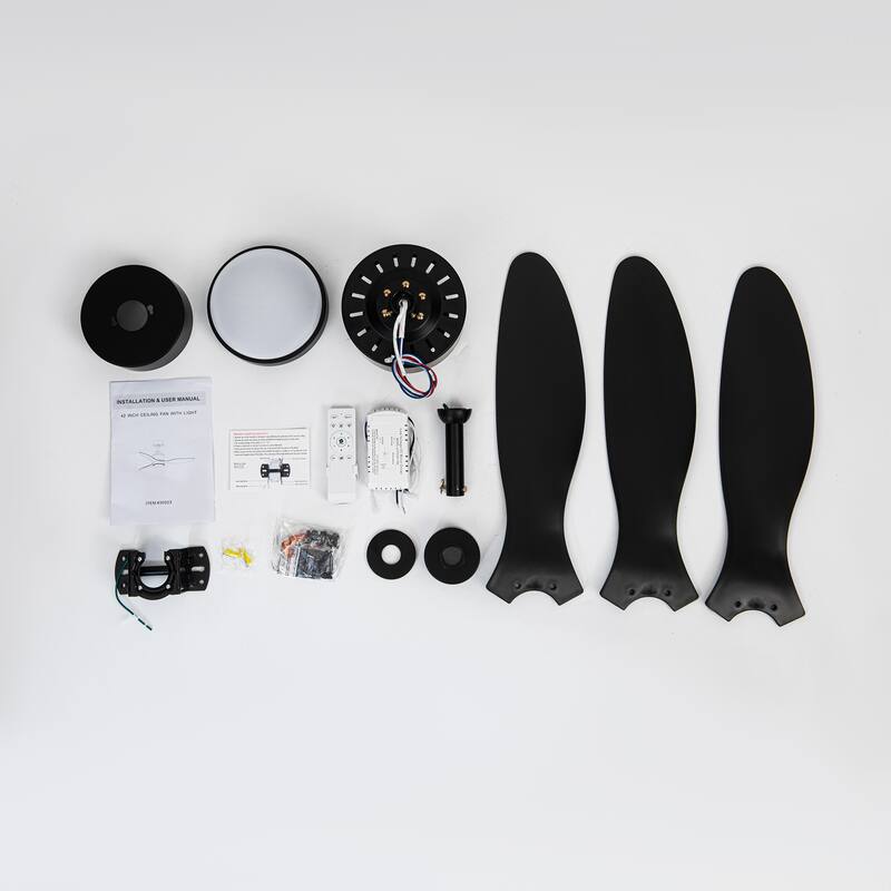 42 Inch LED Black/White Ceiling Fan with Lights Remote(3-Blade)