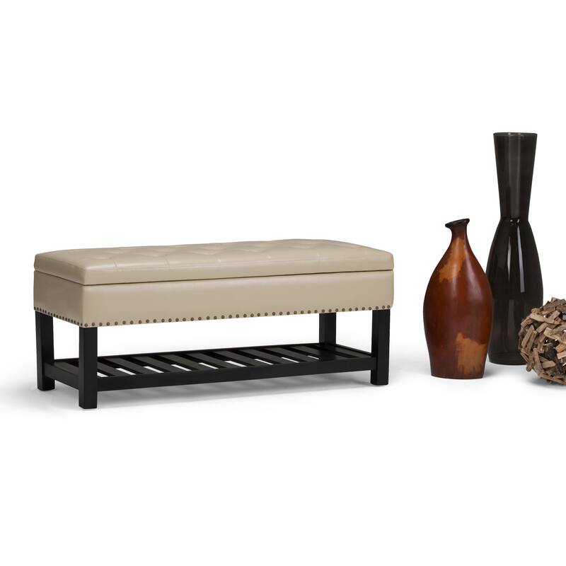 WYNDENHALL Riley 43 inch Wide Rectangle Ottoman Bench - 43 W x 17 D x 19 H - Cream
