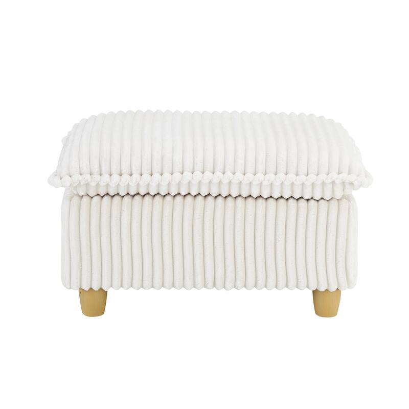 Single Sofa with Ottoman, Comfy Corduroy Upholstered Armchair, Lounge Chair with Throw Pillows for Living Room, Balcony