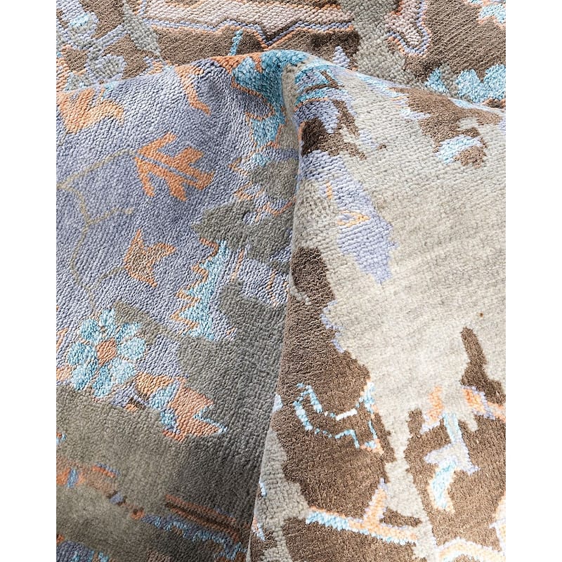Ikat One-of-a-Kind Hand-Knotted Area Rug - Gray, 8' 1" x 10' 2" - 8' 1" x 10' 2"