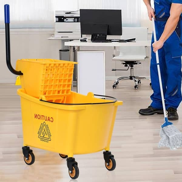 Costway 35 Quart Side Press Wringer Mop Bucket Mop Bucket Wringer -  22.5''X15''X34.3'' - Bed Bath & Beyond - 19587416