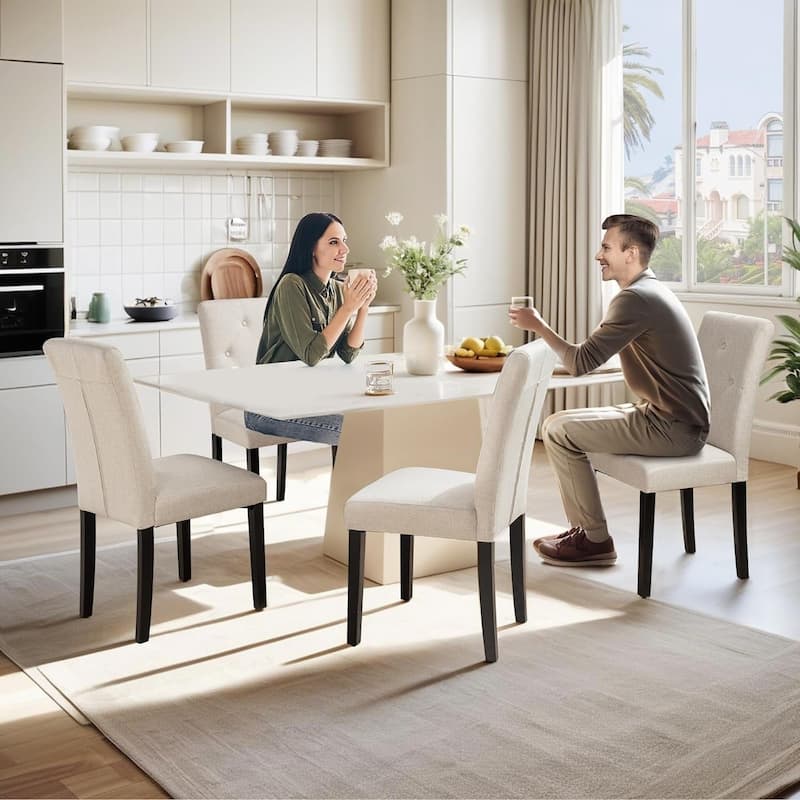 Upholstered Dining Chairs Set of 2/4/6 Modern Dining Chairs with Solid Wood Legs and High Back Dining Room Chairs