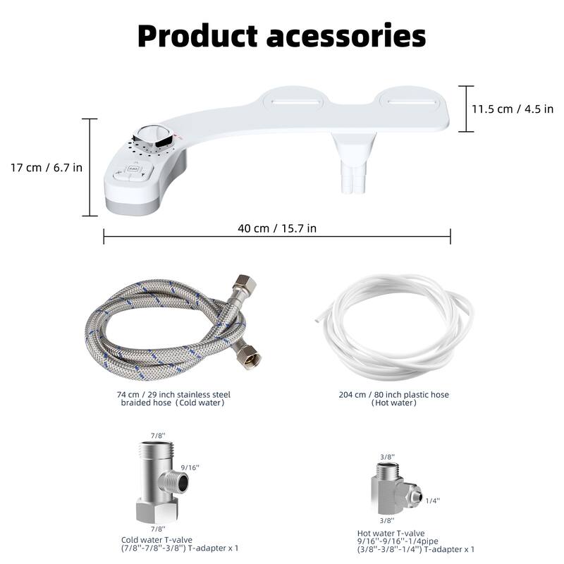 Bidet Attachment for Toilet,Hot and Cold Water Spray,Pressure Control
