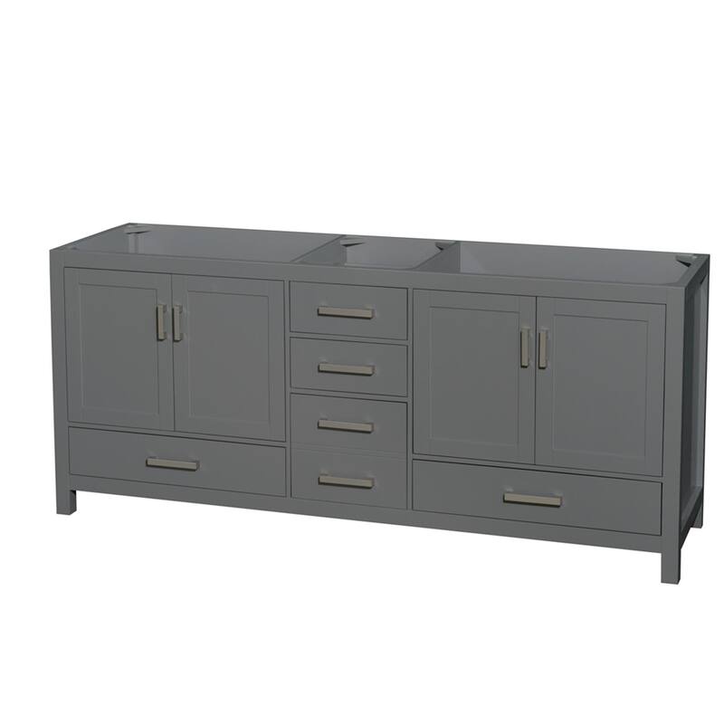 Wyndham Collection WCS141480DSXXMXX Sheffield 80" Double Free Standing - Dark Gray / Brushed Chrome Hardware - Painted