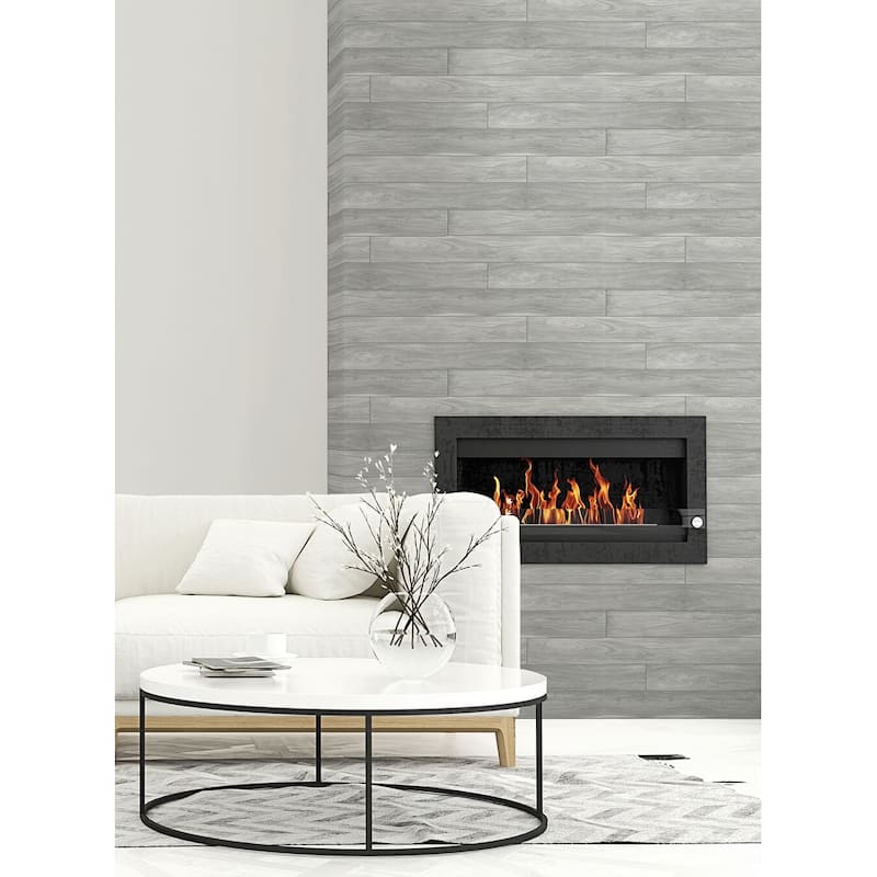 NextWall Teak Plank Peel and Stick Unpasted Wallpaper