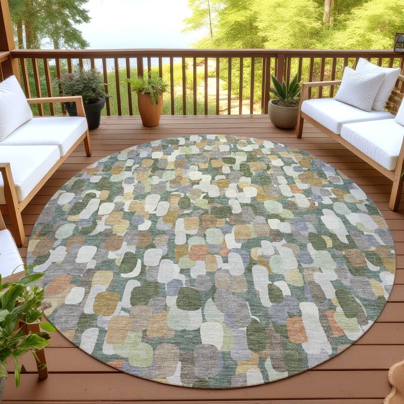 Machine Washable Indoor/ Outdoor Contemporary Drew Chantille Rug - Basil - 8' x 8'