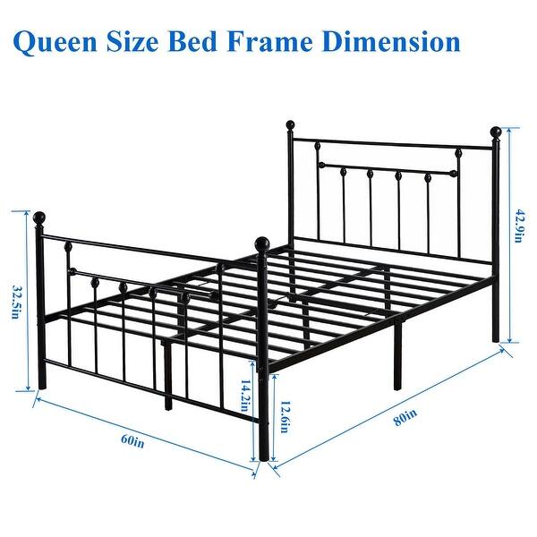 dimension image slide 2 of 3, VECELO Platform Bed Frame with Headboard-Twin/Full Queen Size Bed