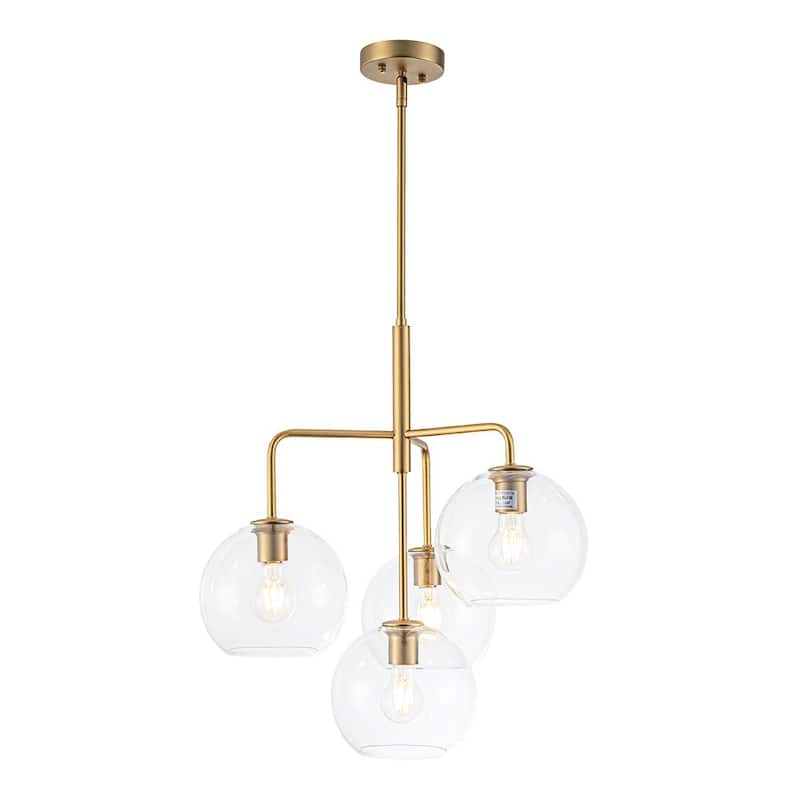 Contemporary Glass Globe 4-Light Sputnik Pendant Chandelier
