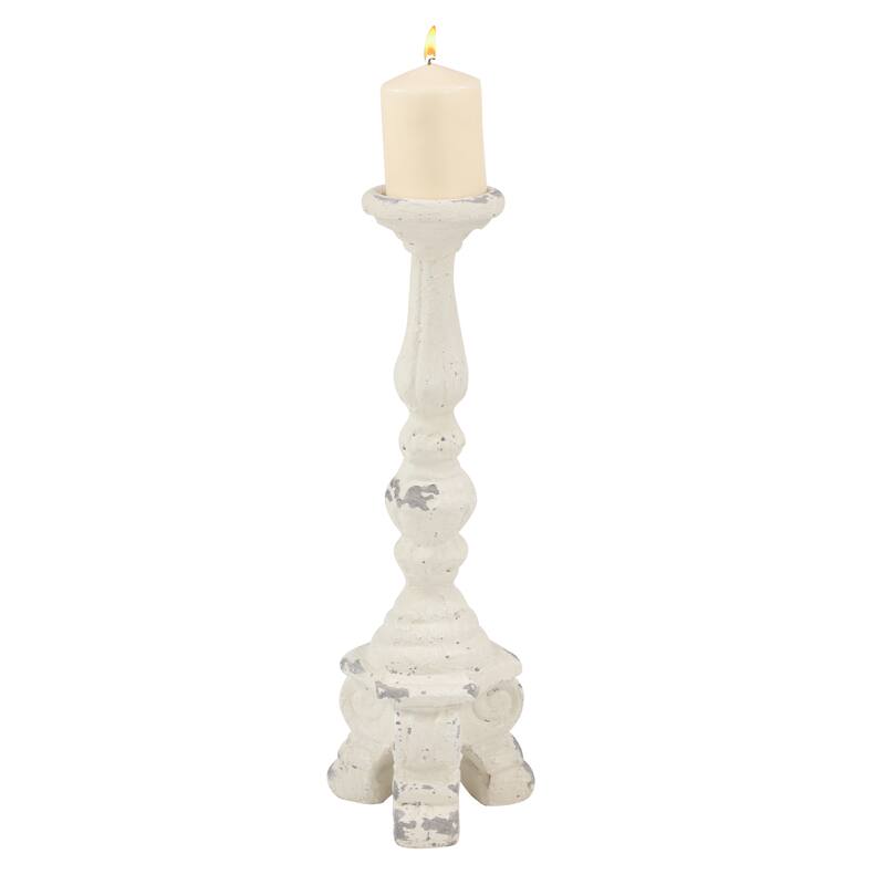 White Fiberglass Vintage Candle Holder 20 x 7 x 7 - 7 x 7 x 20