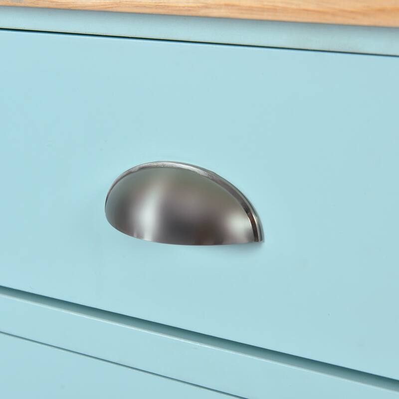 52.20'' Rubberwood Kitchen Cart with Drop-leaf, Sliding Door, Adjustable Shelf, Removable Wheels and 2 Drawers