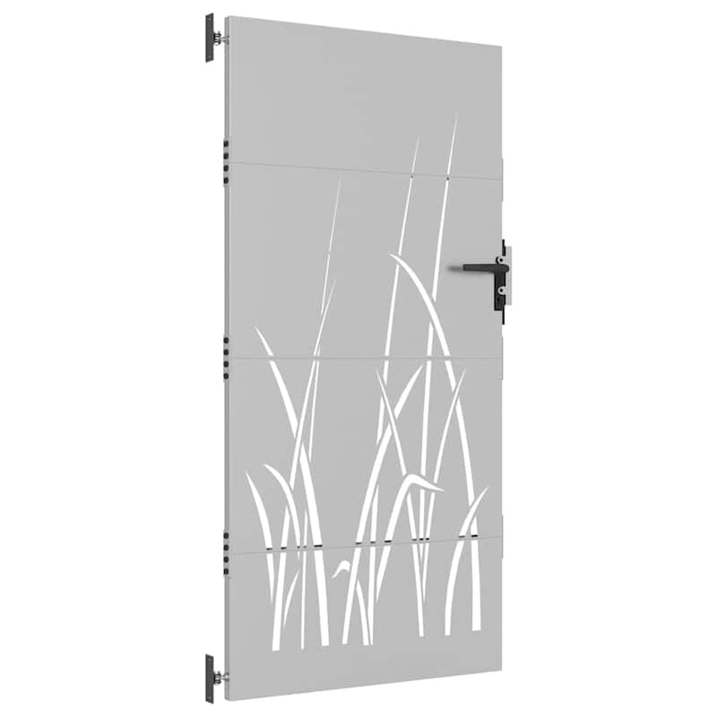 vidaXL Garden Gate Decorative Door Outdoor Fence Corten Steel Grass Design