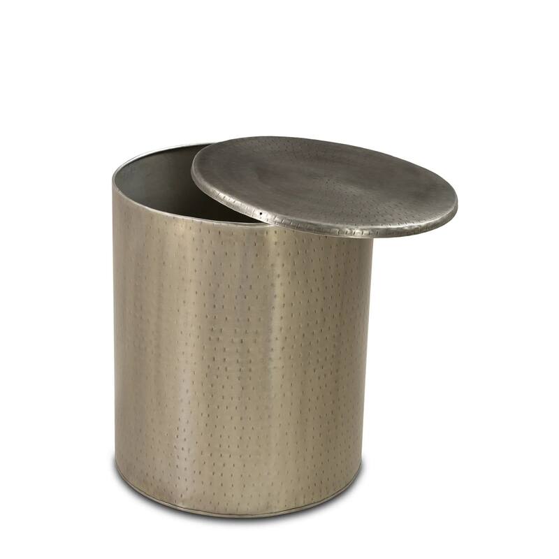 Timbergirl Silver Iron End Table with Storage - 18"