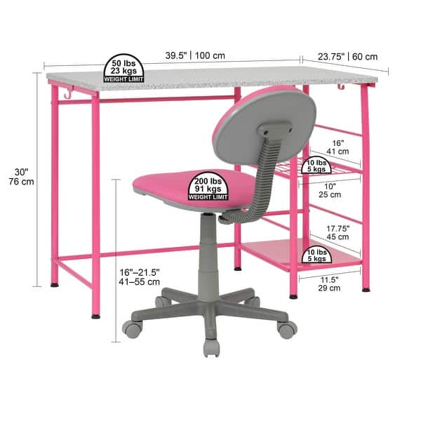 dimension image slide 3 of 4, Calico Designs Study Zone II Writing Desk and Chair Set