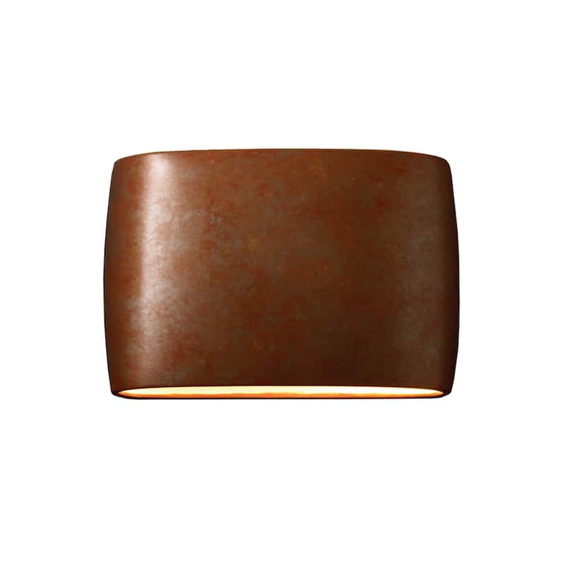 Justice Design Group Ambiance ADA Outdoor Large Ceramic Wide Oval Wall Sconce - Rust Patina