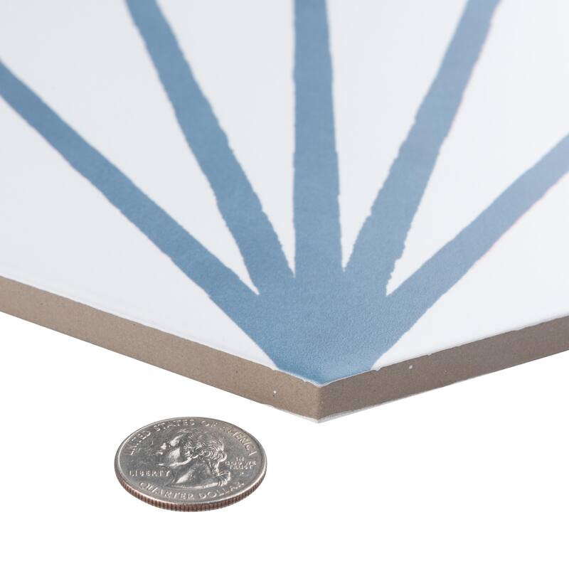 Merola Tile Horizon Dawn Hex Azul 7-3/4" x 9" Porcelain Floor and Wall Tile