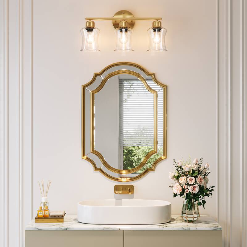 E26 Base 3-Light Bath Wall Light Fixtures with Clear Glass Shades