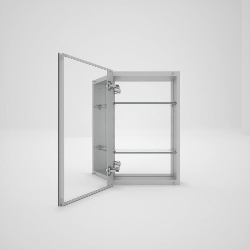 15" x 24" Rectangular Aluminum Surface Mount Medicine Cabinet with Mirror and Shelves - 15" x 24"