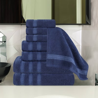 Superior Brea Zero Twist Cotton Ribbed Modern 8 Piece Bathroom Towel Set