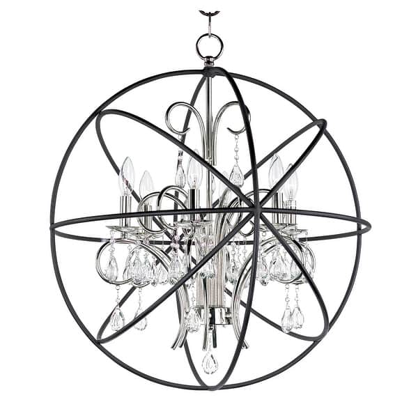 slide 2 of 3, Maxim Nickel Orbit Single Tier Metal 6-light Chandelier