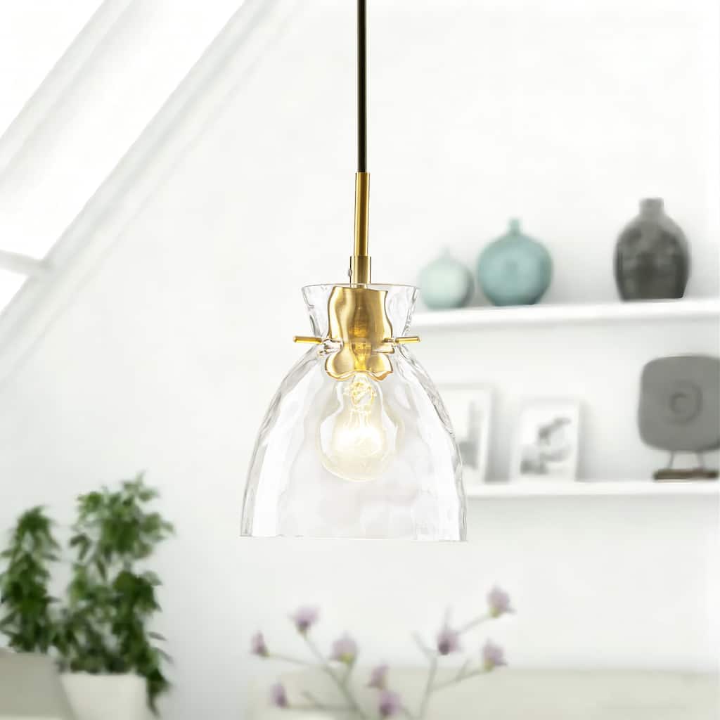 1/3/5-Light Modern Black & Gold Textured Glass Pendant Light - Adjustable Hanging Ceiling Fixture for Dining Room