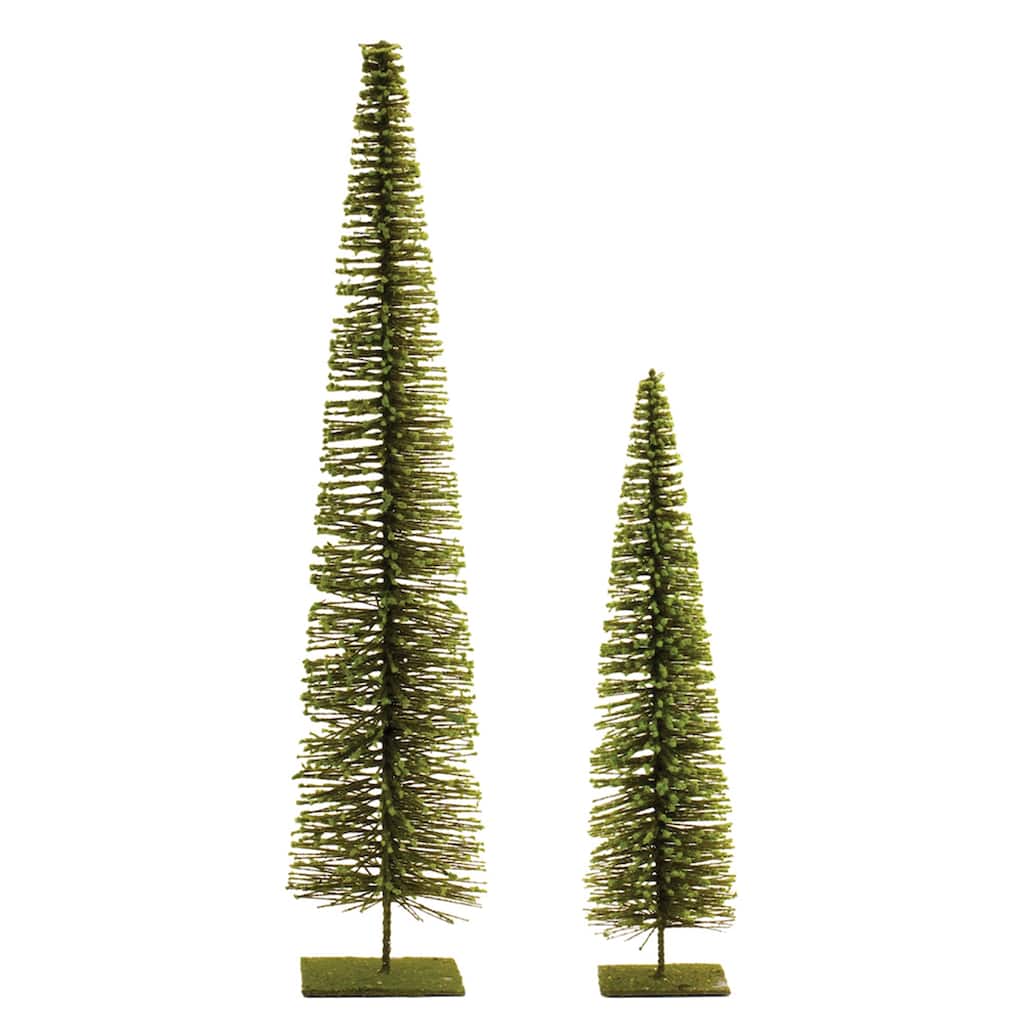 Glittered Bottle Brush Tree Christmas Tabletop Decorations - 23" - Set of 2
