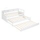 preview thumbnail 9 of 12, Twin XL Size Wood Daybed w/ 2 Trundles, 3 Storage Cubbies, 1 Light for Free and USB Charging Design Creative Triple Bunk, White