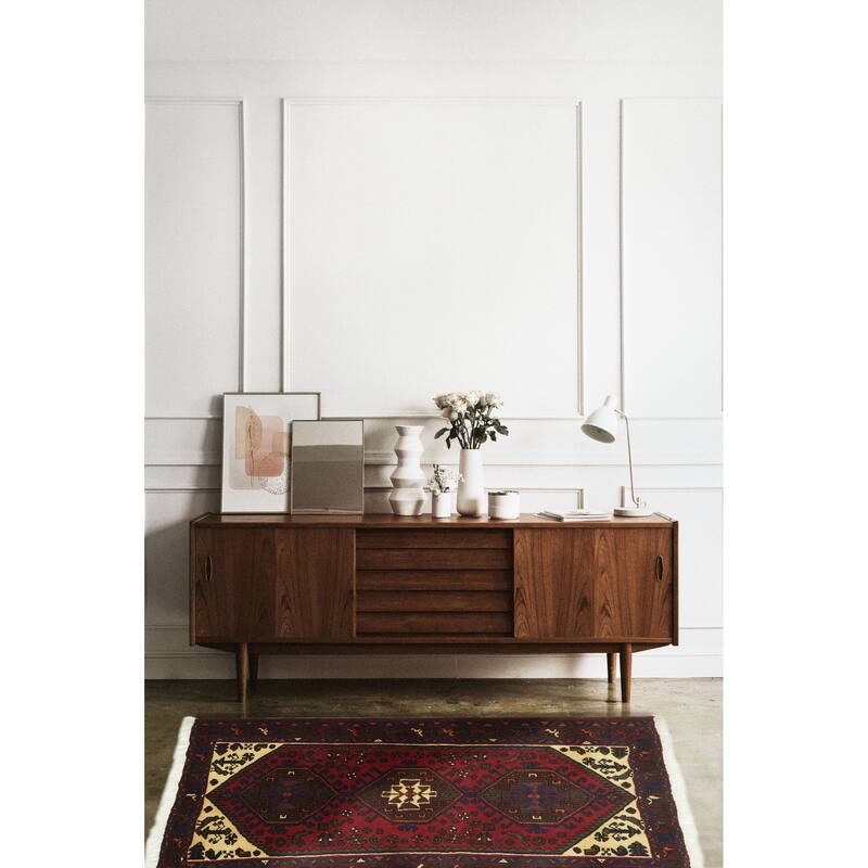 ECARPETGALLERY Hand-knotted Andelz Red Wool Rug - 3'4 x 4'6