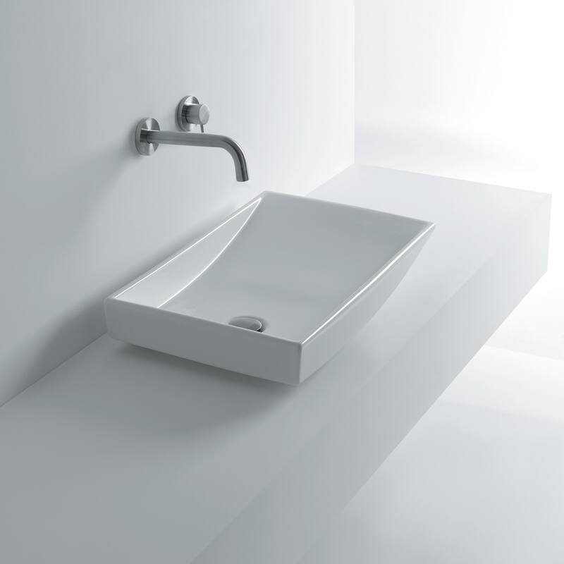 WS Bath Collections 23-7/8" Ceramic Vessel Bathroom Sink Whitestone - White
