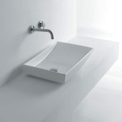 WS Bath Collections 23-7/8" Ceramic Vessel Bathroom Sink Whitestone