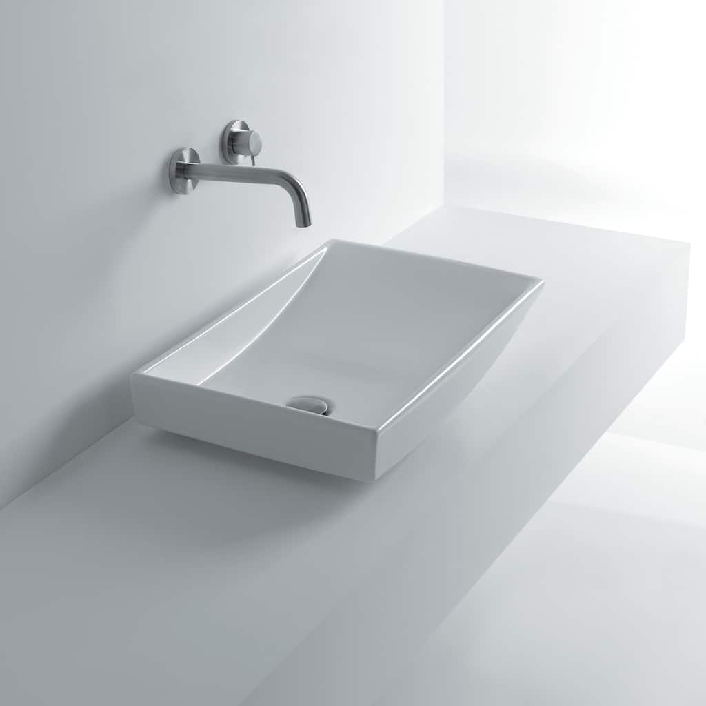WS Bath Collections 23-7/8" Ceramic Vessel Bathroom Sink Whitestone