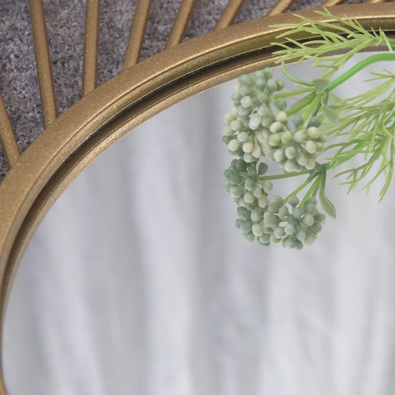 31.5 Inch Sunburst Metal Gold Round Mirror