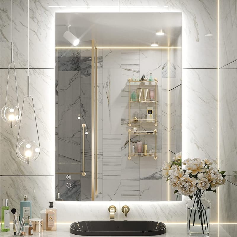 KEONJINN LED Backlit Bathroom Vanity Wall Mirror, Anti-Fog and Dimmable - 40x24